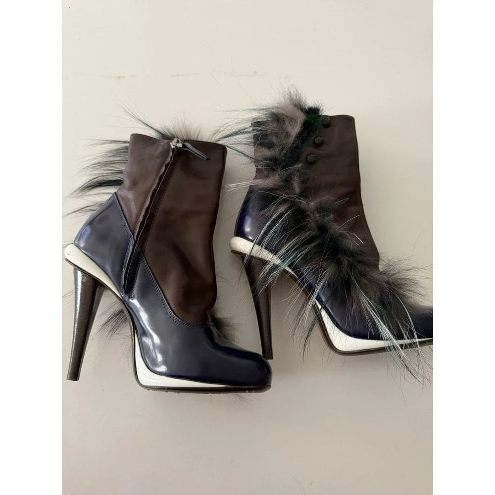 Fendi Couture Karl Lagerfeld Feather Runway Ankle Boots Booties 36 6 5.5 - Picture 13 of 15